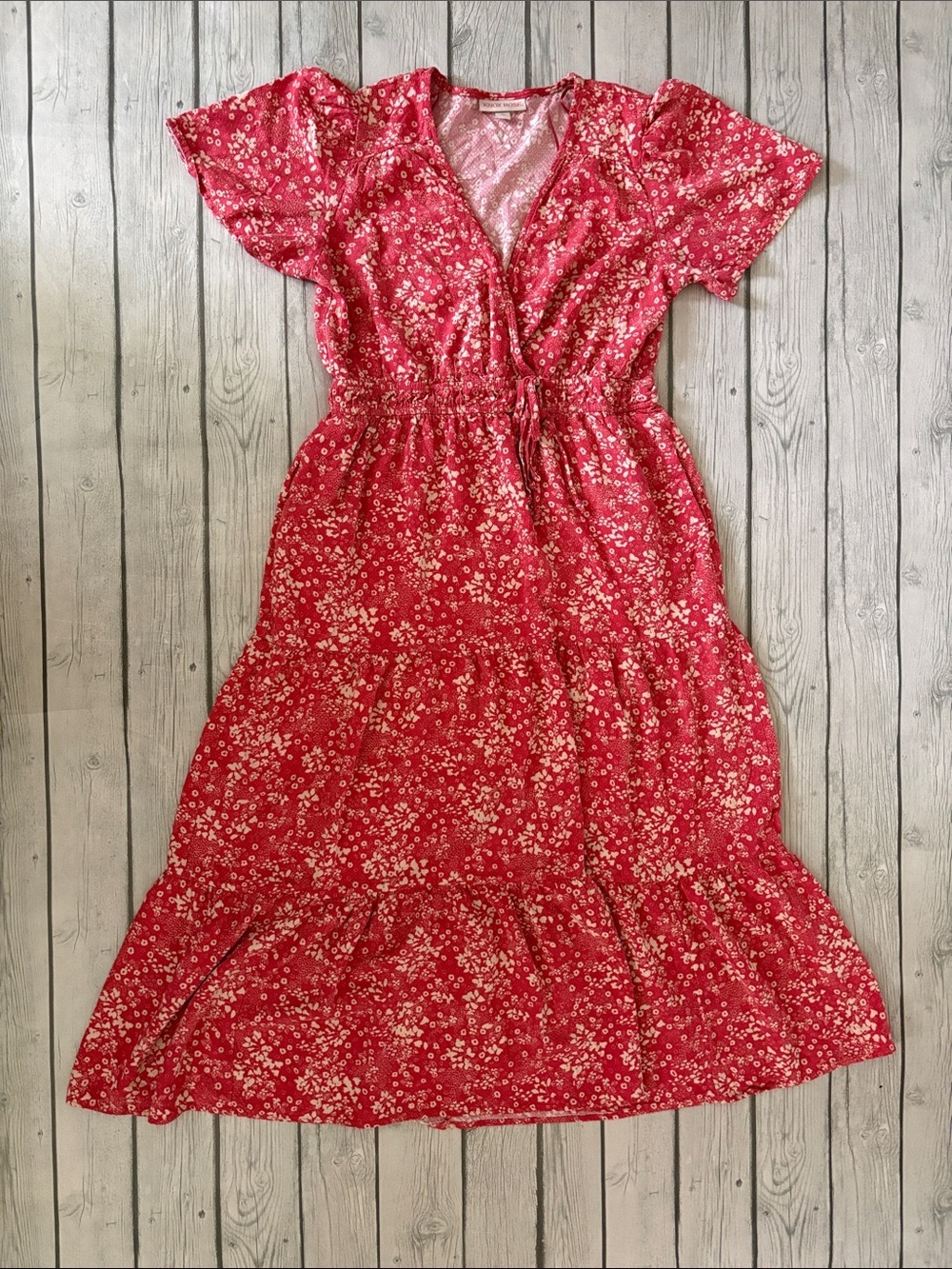 Knox Rose Red Floral Maxi Dress with Tie Waist